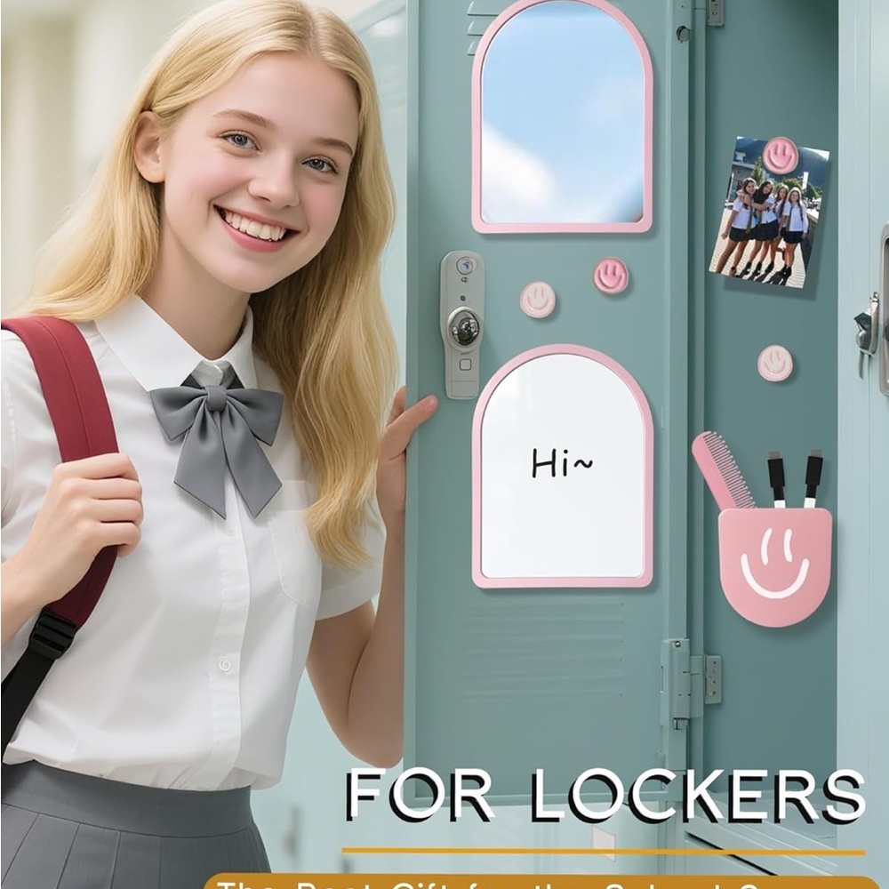 Pink girls locker Set with Smiley Accessories - Picture 2 of 7